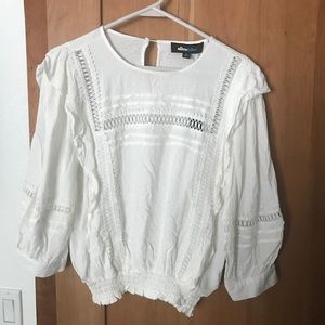 NWOT white elastic bottom top fun cutout details throughout medium Alice Blue